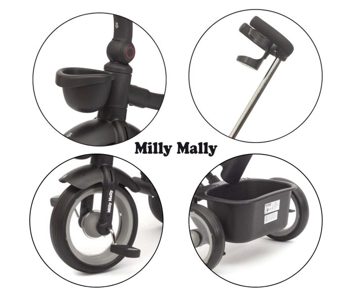 Rowerek trójkołowy Twinkle z rączką i daszkiem 3w1 – dla dziecka 12M+ Milly Mally